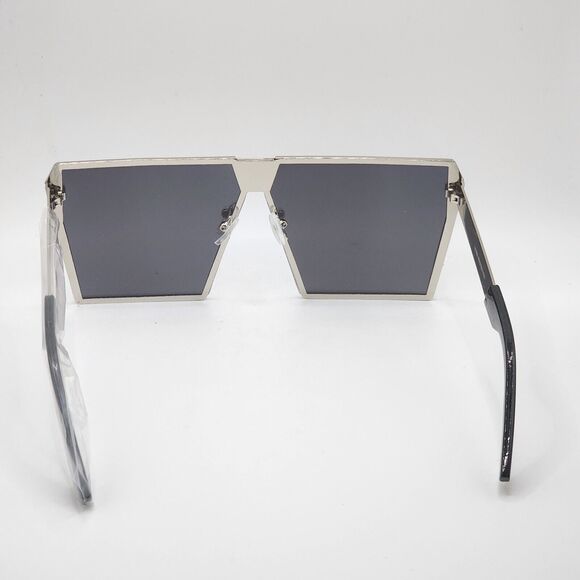 Sunglasses Silver Vintage Square Frame Mirrored Lens - Picture 4 of 4